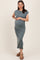 Light Olive Solid Short Sleeve Maternity Midi Dress