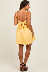 Yellow Scallop Edge Cutout Tie Back Maternity Mini Dress