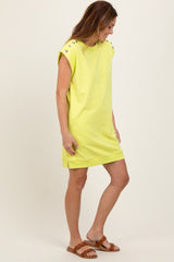 Neon Yellow Studded Shoulder Mini Dress