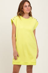Neon Yellow Studded Shoulder Mini Dress