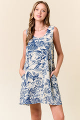 Navy Floral Sleeveless Maternity Mini Dress