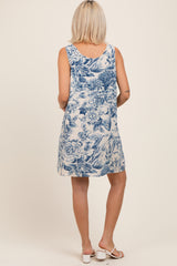 Navy Floral Sleeveless Maternity Mini Dress