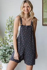 Charcoal Floral Ribbed Romper