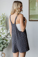 Charcoal Floral Ribbed Romper