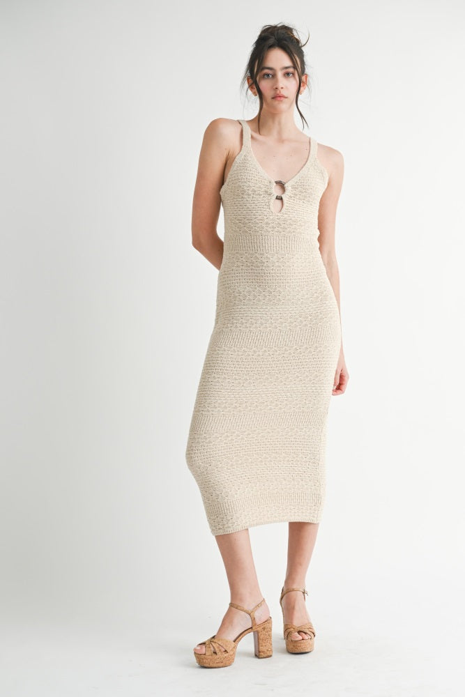 Beige Crochet Knit Cut Out O-Ring Maternity Midi Dress PinkBlush Beige Crochet Knit Cut Out O-Ring Maternity Midi Dress PinkBlush