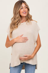 Cream Oversized Side Button Maternity Sweater Vest