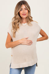 Cream Oversized Side Button Maternity Sweater Vest