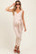 Beige Sleeveless Ribbed Belted Midi Maternity Dress