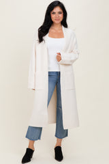 Ivory Ribbed Chunky Knit Long Oversized Maternity Cardigan