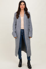 Grey Ribbed Chunky Knit Long Oversized Cardigan