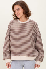 Mocha Striped Knit Relaxed Fit Pullover