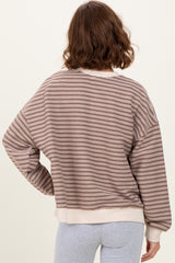Mocha Striped Knit Relaxed Fit Pullover