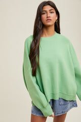 Lime Drop Shoulder Relaxed Fit Sweater