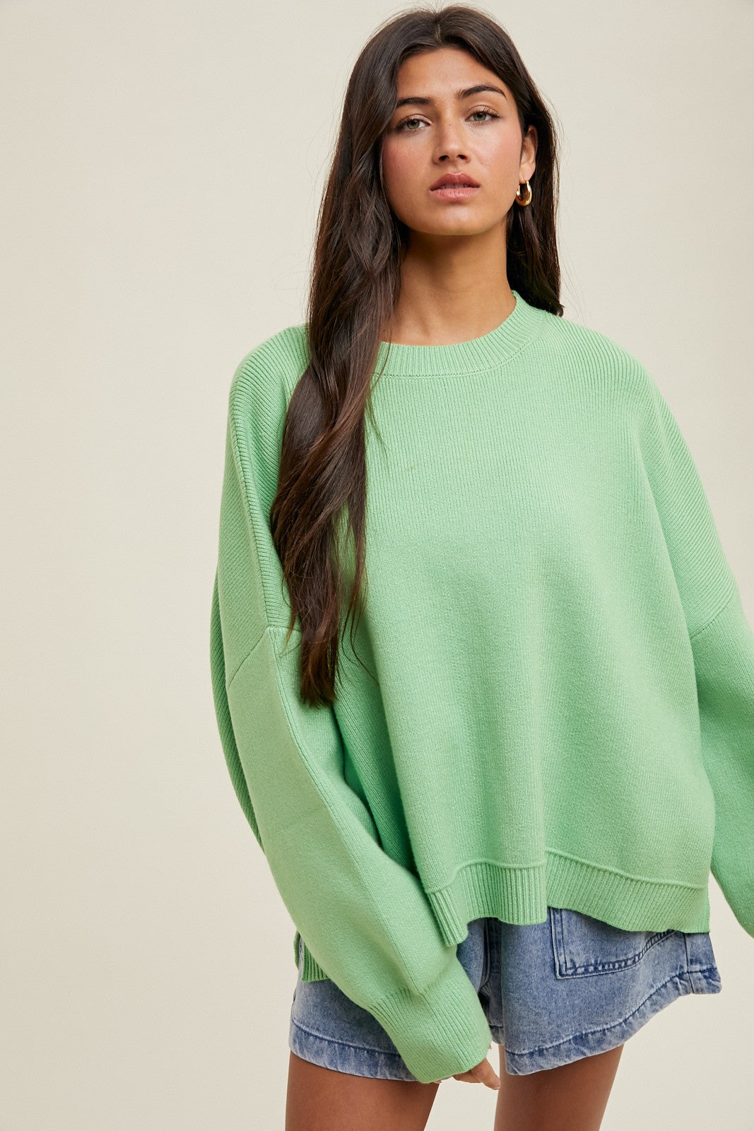 Lime Drop Shoulder Relaxed Fit Maternity Sweater