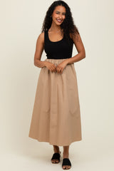 Black Knit Contrast Top Sleeveless Midi Dress