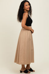 Black Knit Contrast Top Sleeveless Midi Dress