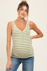Green Striped Fitted Maternity Tank Top
