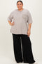Taupe Mineral Wash Crochet Pocket Plus Top