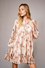 Brown Animal Print Tiered Mini Dress