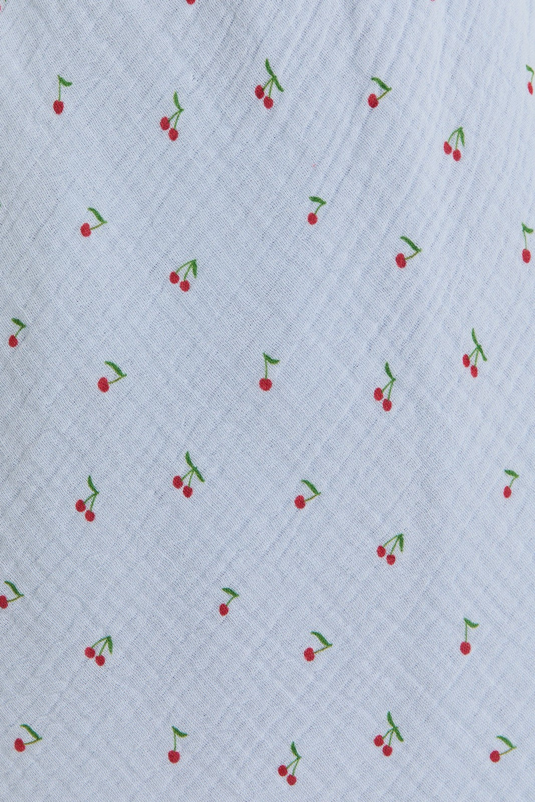 Light Blue Cherry Print Shoulder Tie Midi Dress