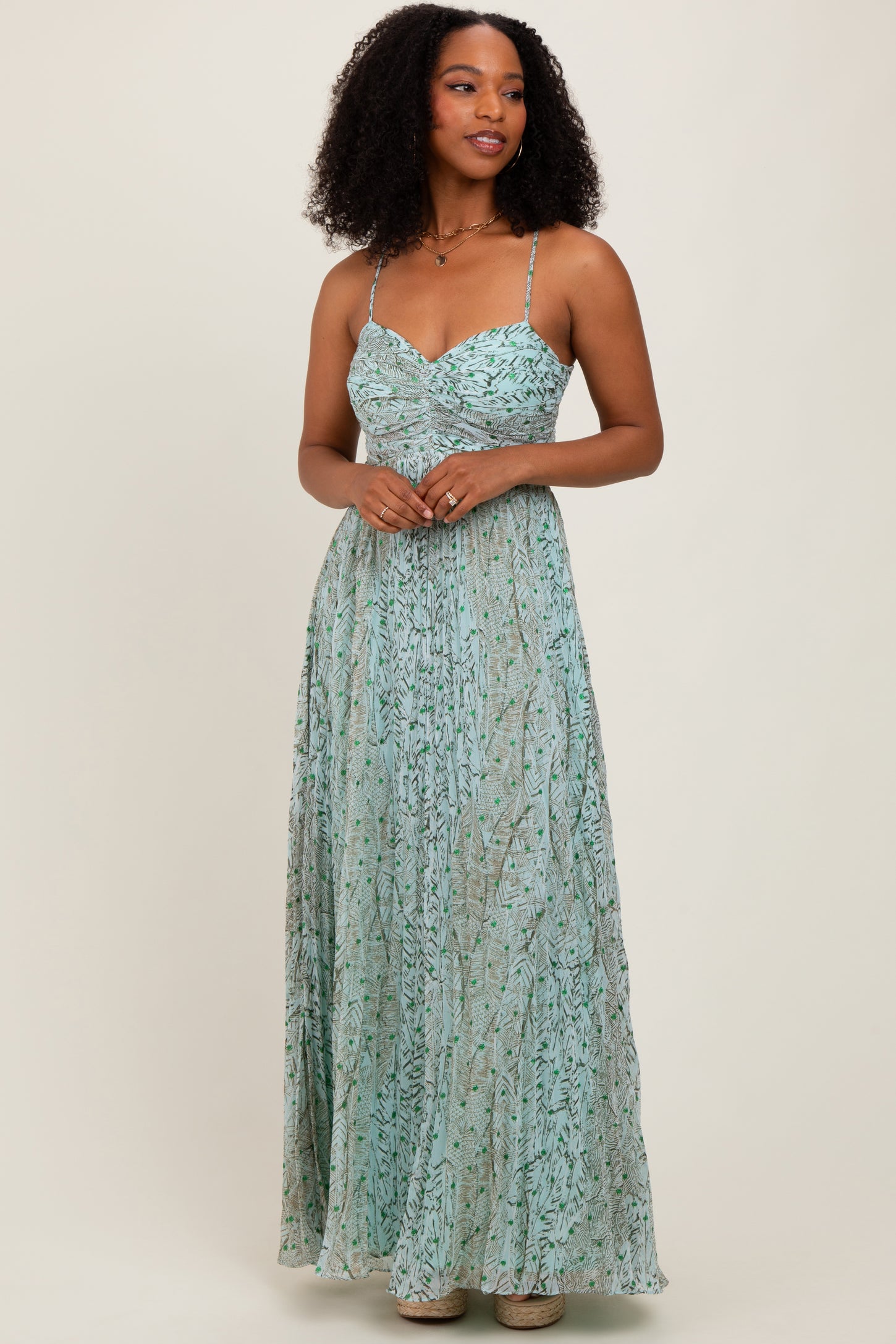 Mint Green Floral Cutout Tie Back Maxi Dress – PinkBlush