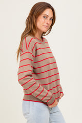 Mocha Striped Drop Shoulder Sweater