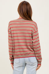 Mocha Striped Drop Shoulder Sweater