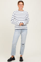 White Striped Drop Shoulder Sweater