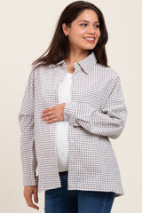Ivory Checker Plaid Button Down Maternity Shirt