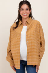Yellow Checker Plaid Button Down Maternity Shirt