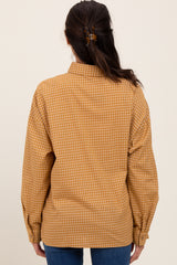 Yellow Checker Plaid Button Down Maternity Shirt