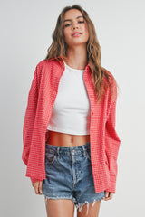 Red Checker Plaid Button Down Shirt
