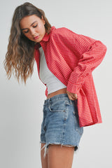 Red Checker Plaid Button Down Shirt