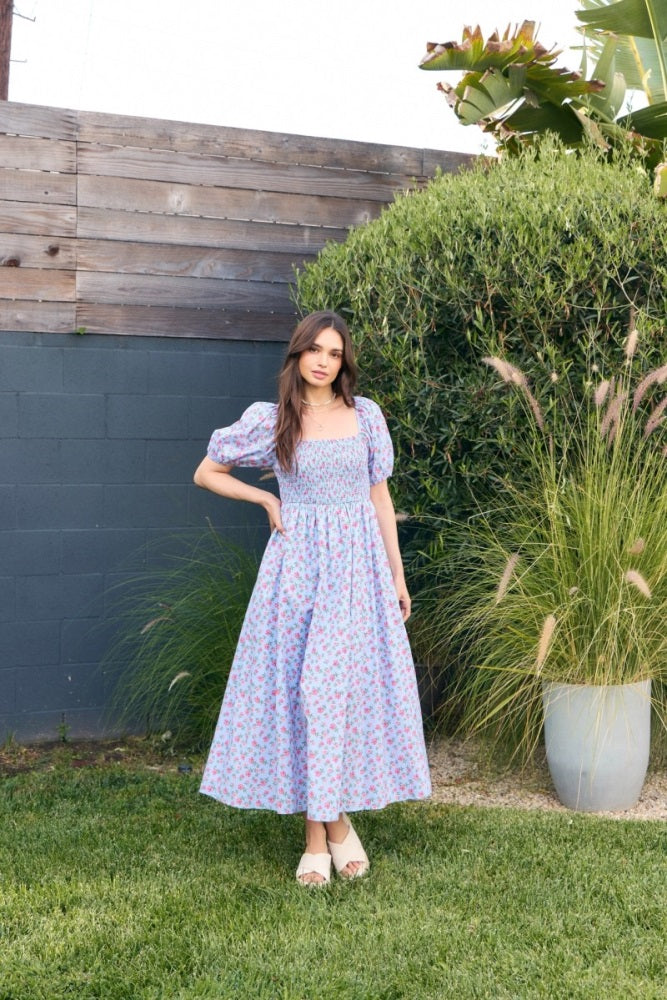 white christmas dresses Emilie Cotton Midi Dress *Savannah Taylor Exclusive* Floral / XL