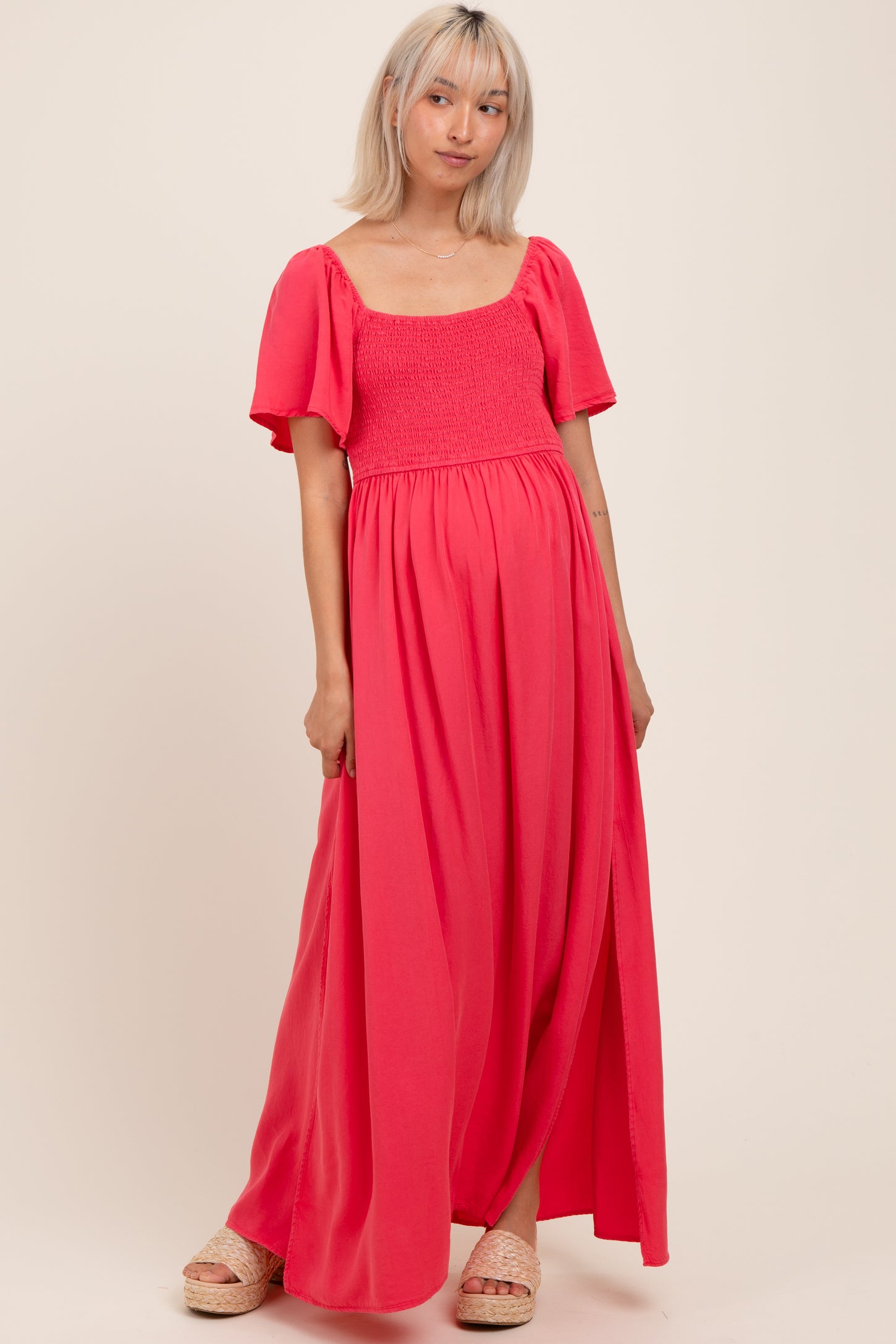 coral maternity maxi dress coral maternity maxi dress Khalesia Maxi Dress