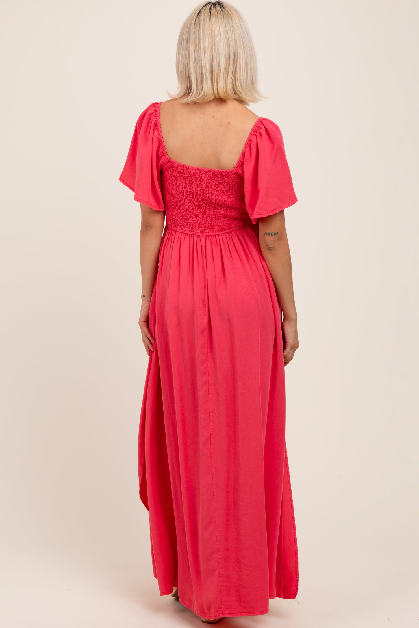pink backless midi dress Tony Bowls Paris Jersey Backless Dress 115709 Coral – Unique Weddings &  Hair I Go Again Wigs main image 0