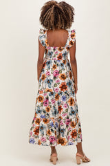 Multicolor Floral Smocked Tiered Maternity Maxi Dress