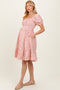 Rust Gingham Smocked Puff Sleeve Maternity Dress