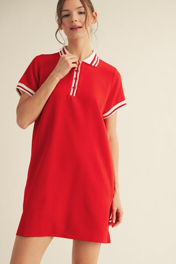 Red Sporty Polo Dress