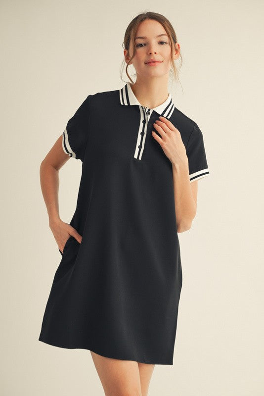 Black Sporty Polo Dress