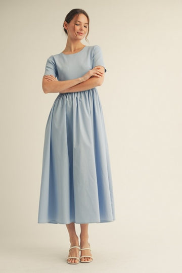 Light Blue Solid Maxi Dress