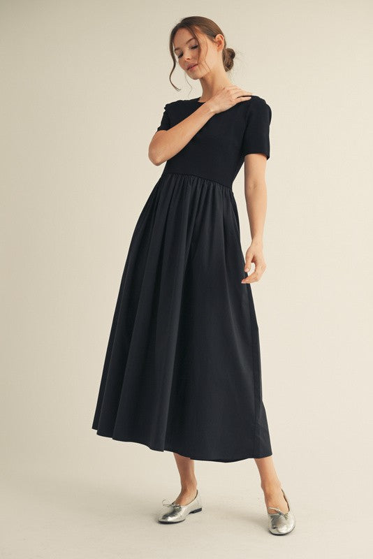 Black Solid Maxi Dress