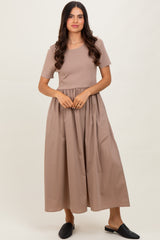 Taupe Solid Maxi Dress