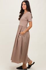 Taupe Solid Maxi Dress