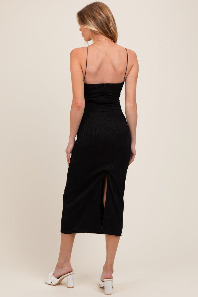 black maternity midi dress Black Asymmetric Hem Maternity Midi Dress PinkBlush
