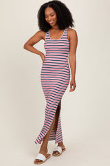 Multicolor Striped Side Slit Maxi Dress