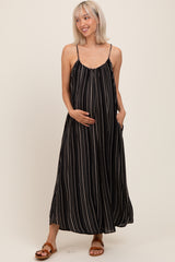 Black Printed Sleeveless Wide Leg Maternity Jumpsuit