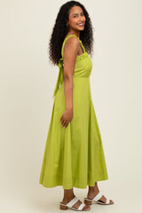 Lime Back Bow Tie Detail Sleeveless Midi Dress
