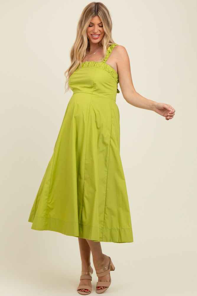 Lime Back Bow Tie Detail Sleeveless Maternity Midi Dress