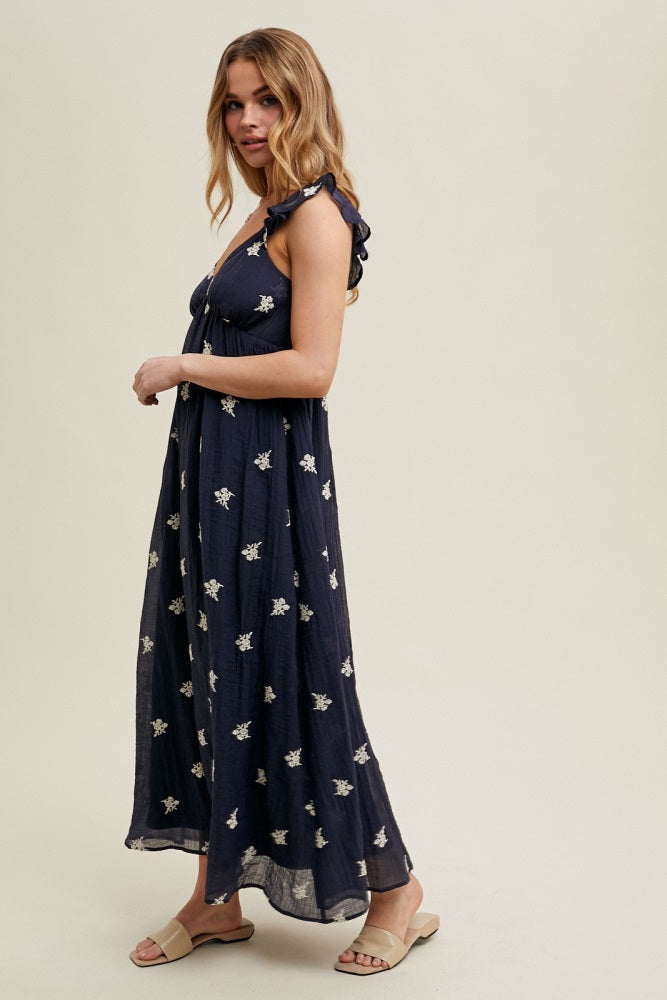 navy and pink midi dress Saylor Dress Navy and Pink Stripe | Feminine Modest Midi Dress for Women